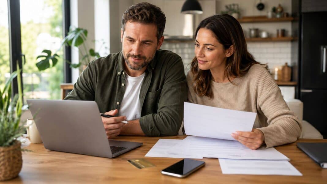 Gemeinschaftskonto Gemeinschaftskonto: Paar organisiert gemeinsame Finanzen zu Hause