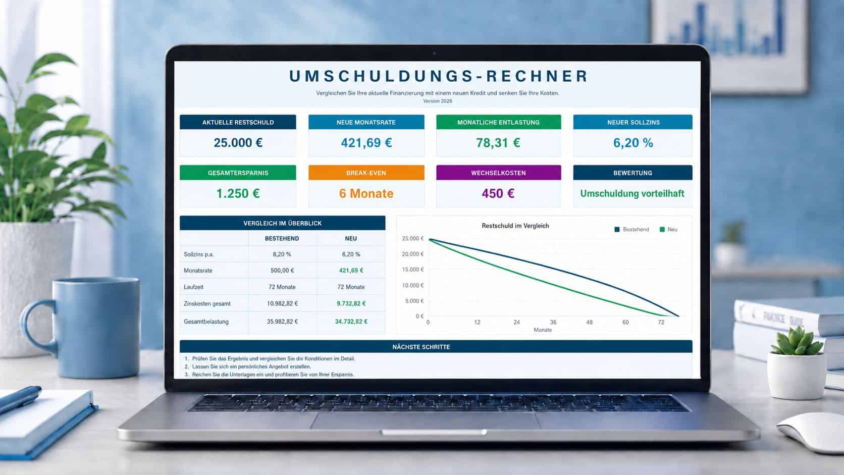 Umschuldungs-Rechner Kostenloser Umschuldungs-Rechner