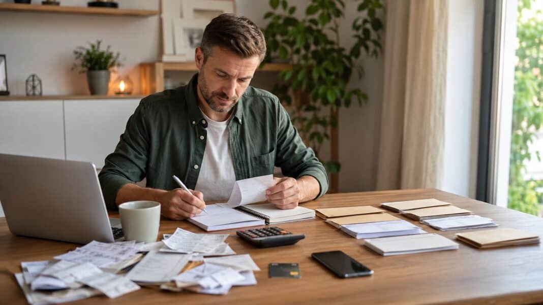 Warum deine Finanzen unübersichtlich sind: Die häufigsten Ordnungsfehler im Alltag Übersichtliche Finanzplanung am Küchentisch mit Kontoauszügen und Haushaltsbudget