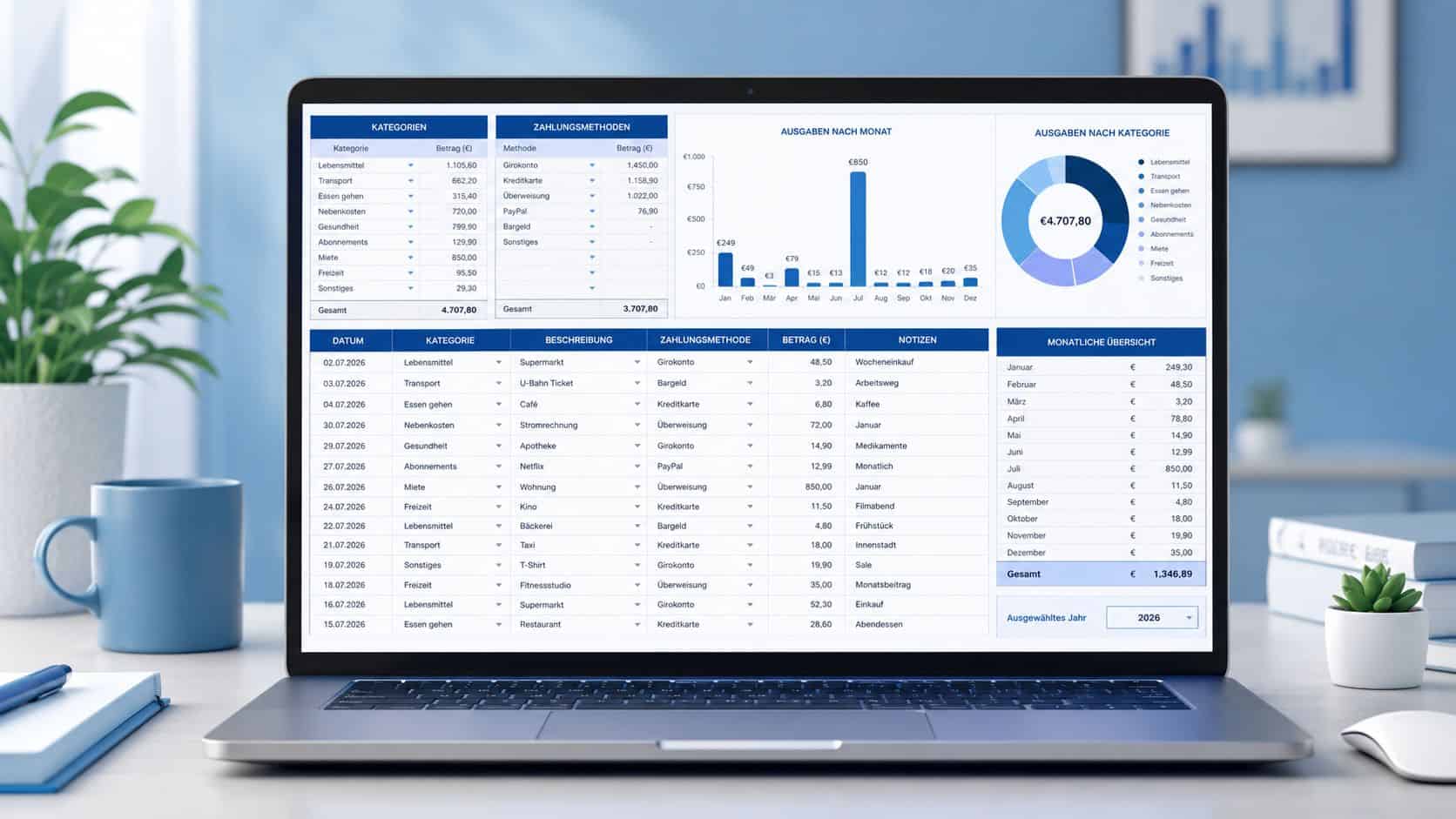 Kostenloser Ausgaben Tracker für Excel