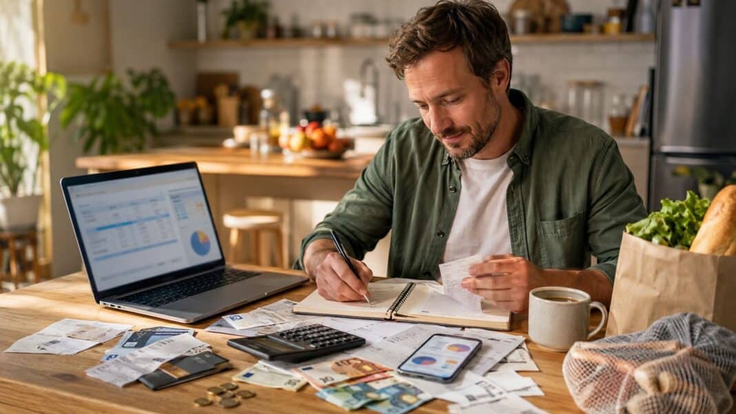 Persönliche Monatsausgaben mit Konto, Kassenbons und Haushaltsbudget analysieren