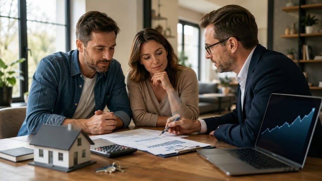 Hausbesitzer bei der Planung einer langfristig abgesicherten Anschlussfinanzierung