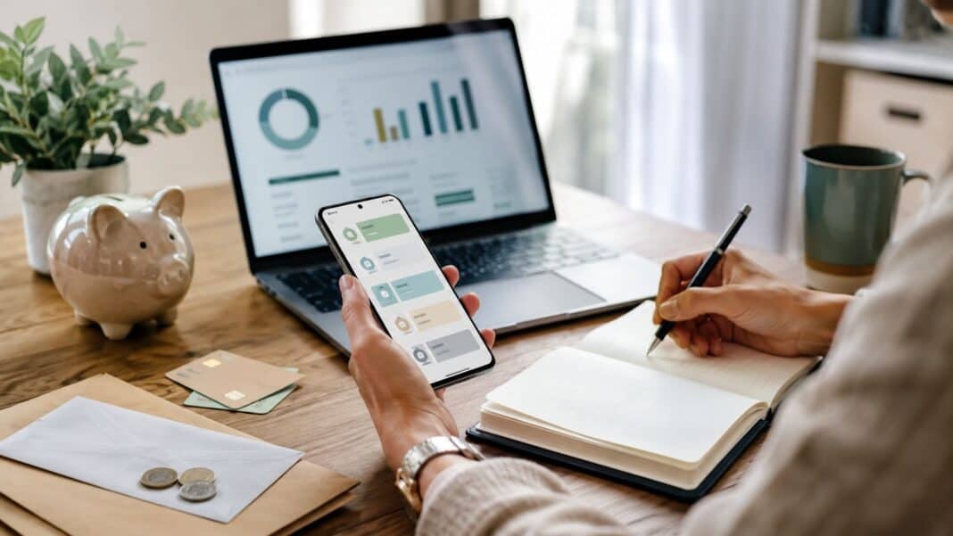 Private Finanzen mit Girokonto, Bankkarten und übersichtlich sortierten Rücklagen